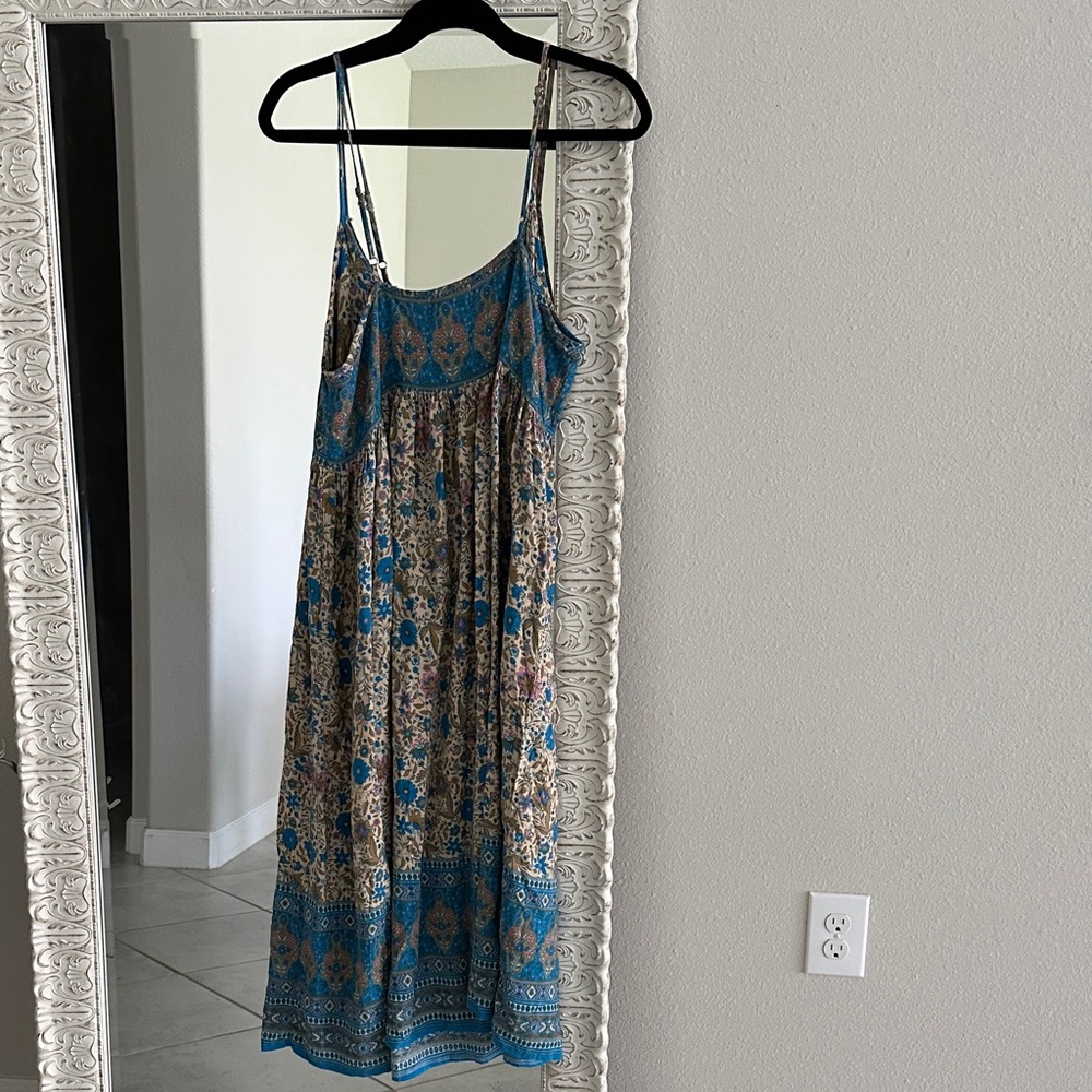 NATURAL LIFE Teal and Cream Boho Dress - Picture 4 of 5